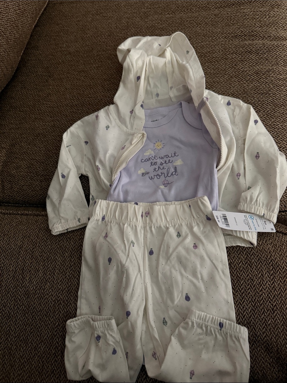 Baby multi-Piece Bodysuit in Light Lavender